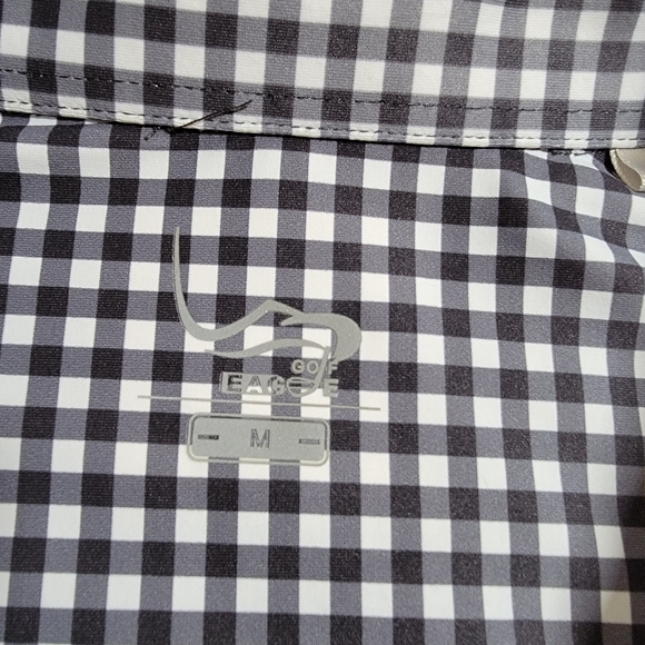 EAGLE GOLF Performance Long Sleeve Gingham Black And White Stretch Fit Size Med - Picture 2 of 9